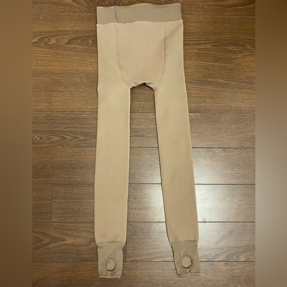 Women Small Lined Leggings Thermal Tights High Waisted Nude and Green (2 Pack) - Picture 3 of 8